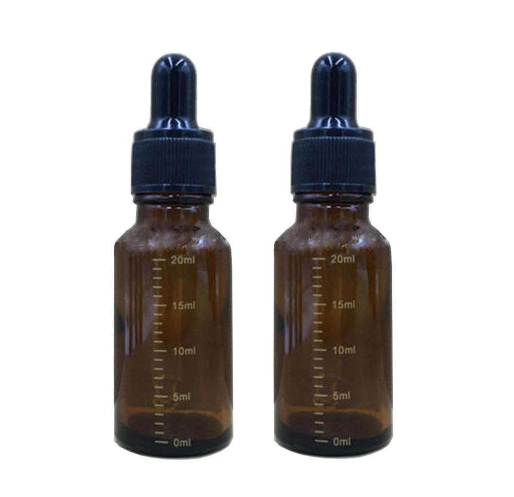 TUPWEL 4 Pcs 20Ml 0.68Oz Brown Glass Empty Refillable Graduated Dropper Bottle Scale Vial Blending Droping Container with Pipette for Cosmetic Sample Liquid Serum Essential Oil Eye Drops