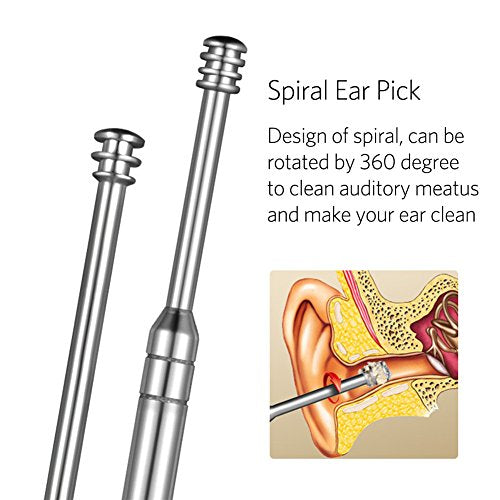8 Pcs Ear Pick Earwax Removal Kit, Ear Cleansing Tool Set, Ear Curette Ear Wax Remover Tool with a Cleaning Brush and Storage Box
