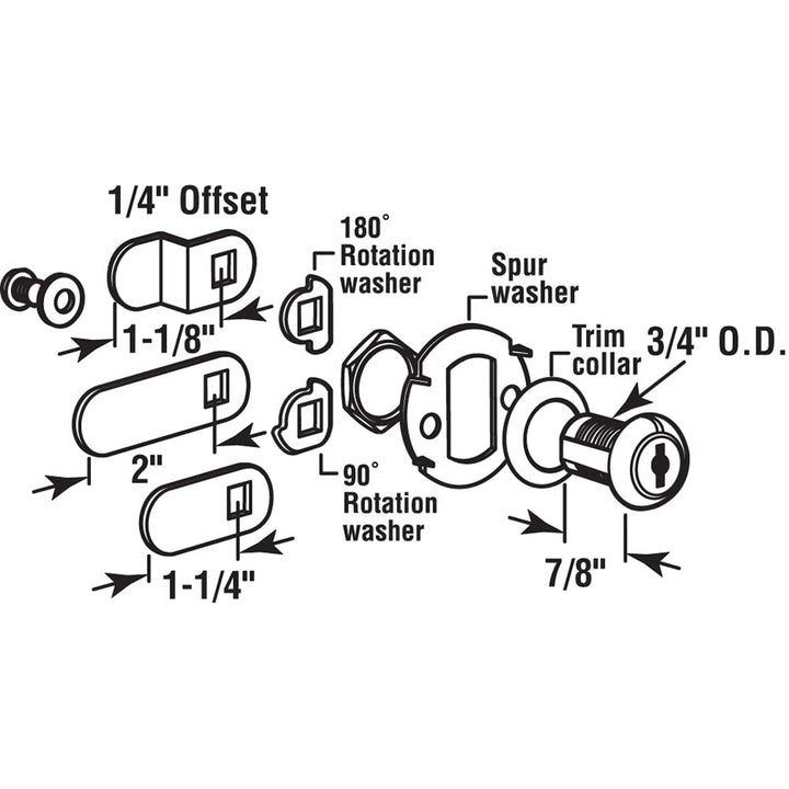Products U 9943 Drawer & Cabinet Lock, 7/8 in., Diecast, Stainless Steel, 9/16 in. Max. Panel