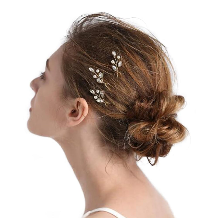 FXmimior 3 PCS Bridal Women Vintage Wedding Party Hair Pins Crystal Hair Accessories (Silver)