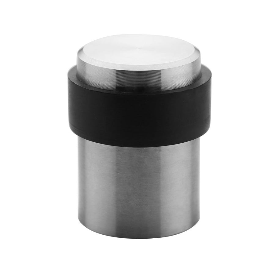 Stainless Steel Cylindrical Floor Mount Door Stop with Soft Rubber - Heavy Duty Durable Door Stoppers Wall Protector, Black 1-3/4 Height