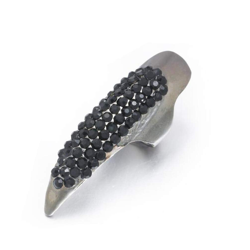 Alloy Rhinestones False Claw Nail Finger Claw Ring Punk Style Fingertip Cool Fake Nails,Gold,5pcs