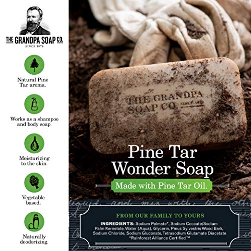 Pine Tar Bar Soap The Original Wonder Soap | 3-in-1 Cleanser, Deodorizer & Moisturizer | 4.25 Oz.