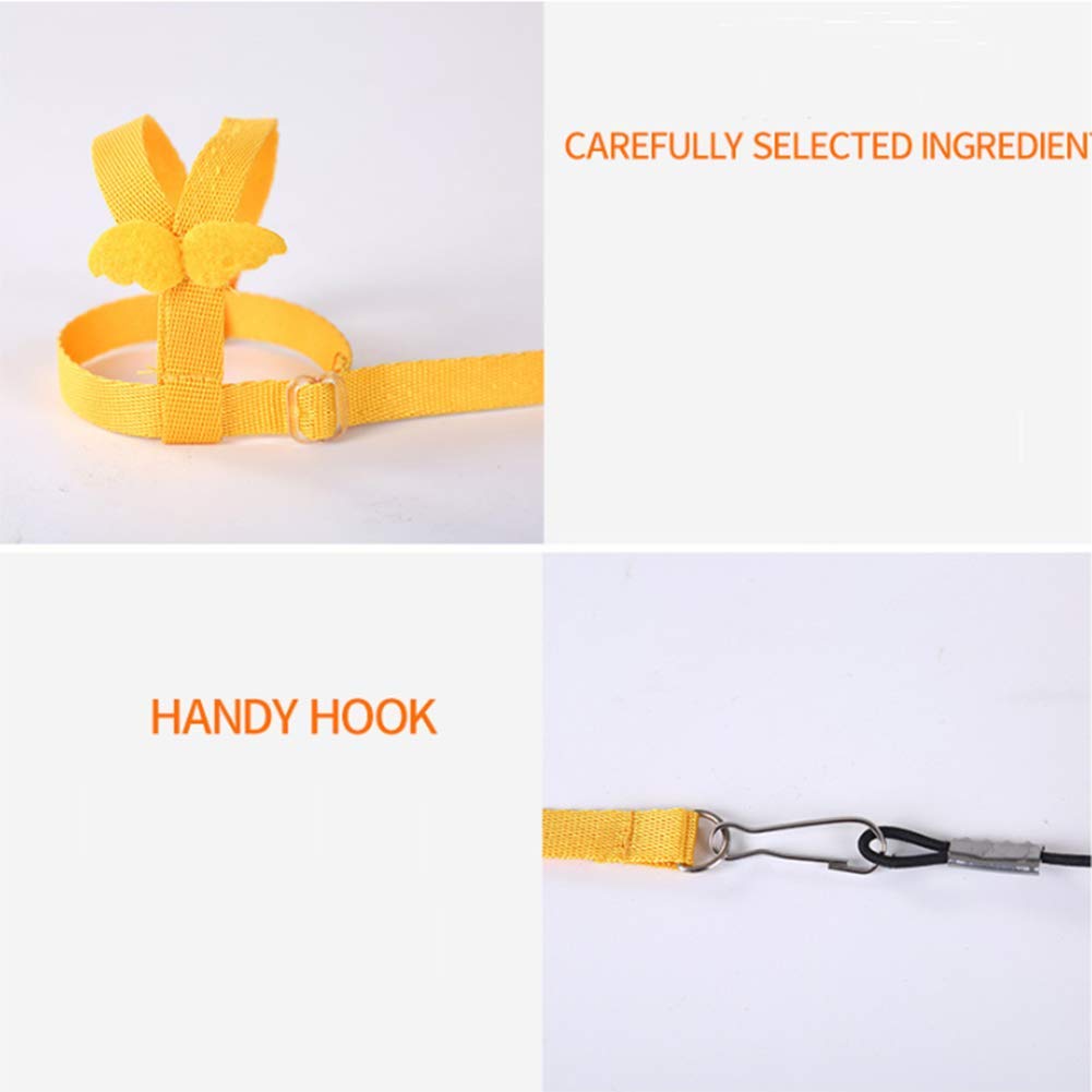 Adjustable Parrot Bird Harness Leash Set Anti-bite Training Harness for Parrots Outdoor Flying Rope for Cockatiel Small Birds Cockatiel Monk Parakeet Conure Crested Myna S (Yellow)