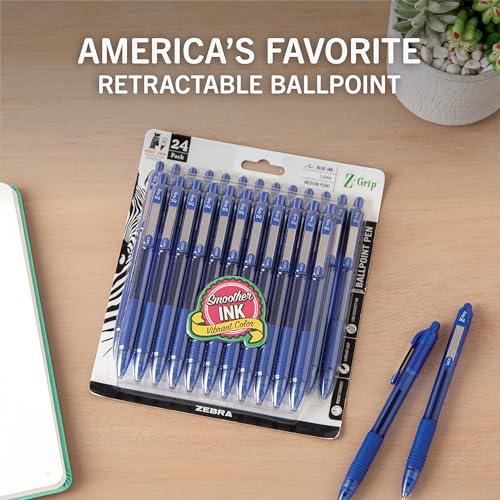 Z-Grip Retractable Ballpoint Pen, Medium Point, Blue Ink, 24-Pack, Model Number: 12225