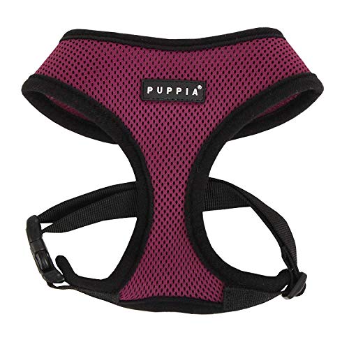 Soft Dog Harness No Choke Over-The-Head Triple Layered Breathable Mesh Adjustable Chest Belt and Quick-Release Buckle, Purple, X-Large