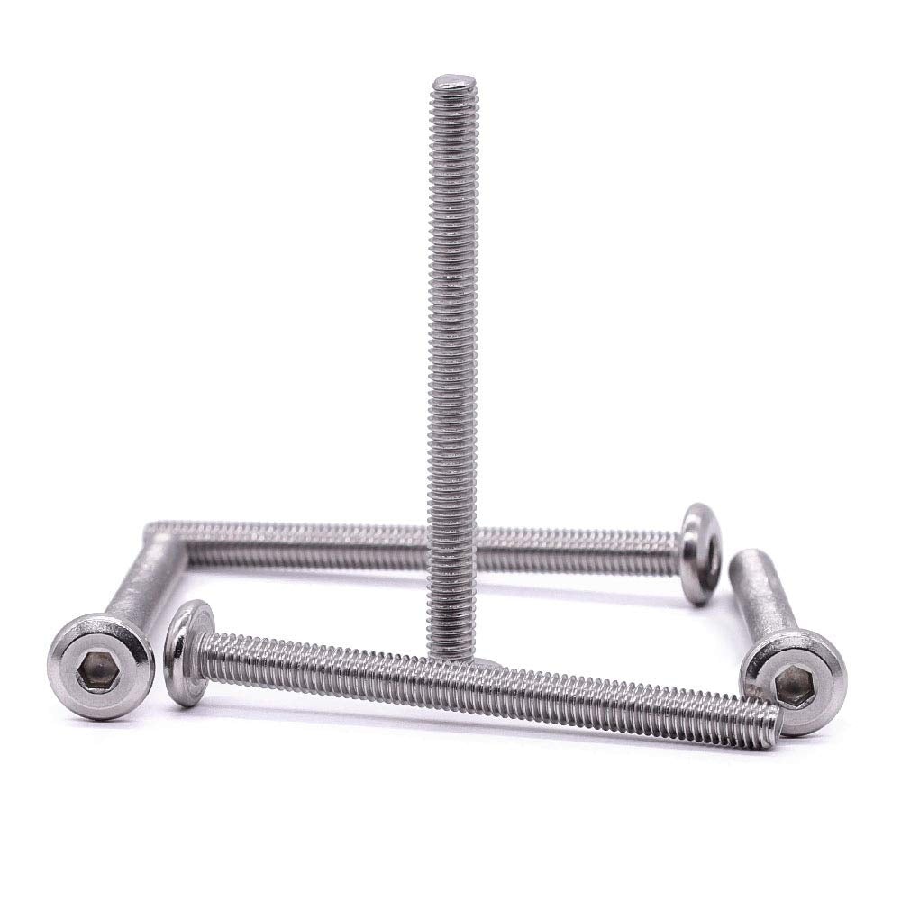 M8-1.25 x 90mm (6 PCS) Hex Socket Head Cap Screws Furniture Screws, 304 Stainless Steel 18-8, Round Head Connector Screws for Furniture,Binding Screws