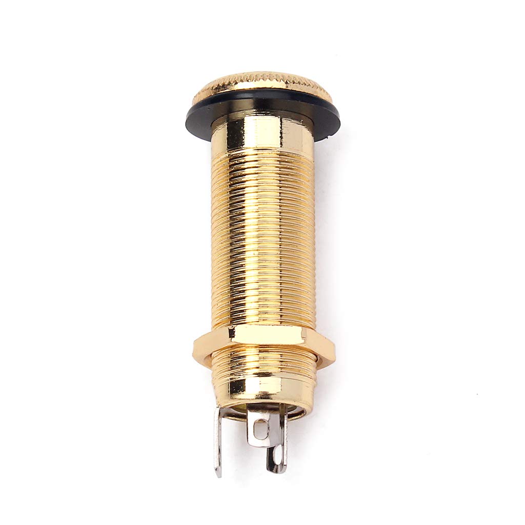Stereo Copper Guitar Bass Barrel Jack Cylinder Input/Output Jacks 4 Pins Gold