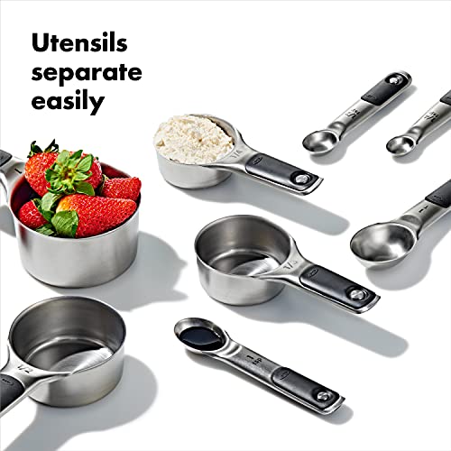 Good Grips Stainless Steel Measuring Cups and Spoons Set, 2.9, 8 Piece