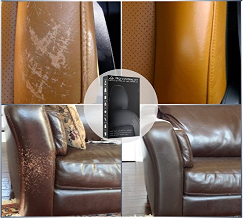 Brown Leather Repair Kits for Couches - Vinyl Repair Kit | Furniture, Car Seats, Sofa, Jacket, Purse, Belt, Shoes | Genuine, Italian, Bonded, PU, Leather |No Heat Required | Leather Repair & Restore