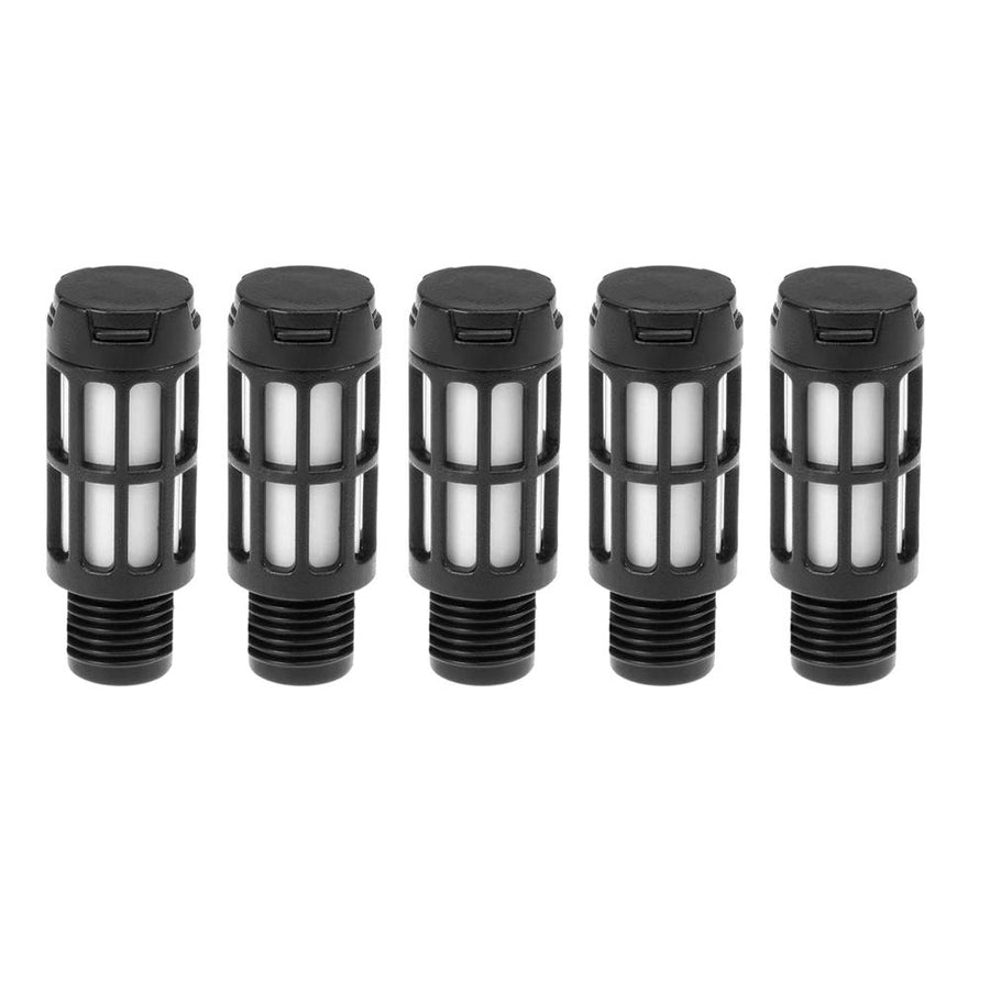 Plastic Exhaust Air Silencer, 1/4 Air Line Pneumatic Muffler Black Air Compressor Fitting (Pack of 5)