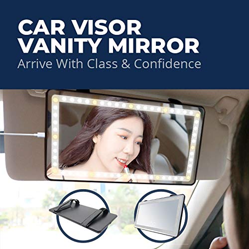 Car Visor Vanity Mirror - Rechargeable LED Light Makeup Mirror - Universal Car Sun Visor Mirror - Innovative All Car Mirror Accessories