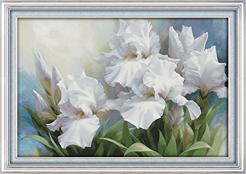 Cross Stitch Kits Stamped Full Range of Embroidery Starter Kits for Beginners DIY 11CT 3 Strands -Iris 59.1×40.2 inch
