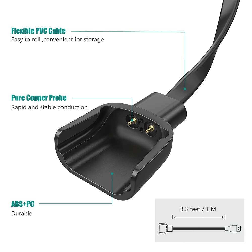 [2-Pack Charger Compatible with Bond Touch Bracelet - USB Charging Cable 3.3ft /100cm - Long Distance Connection Bracelets Accessories