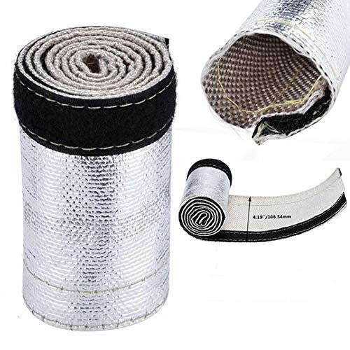 Heat Shroud 24 x 1.3 I.D. Aluminized Hose, 3-Layers Metallic Heat Shield Sleeve Maxmium 2000°F Insulated with Self Adhesive Tape, for Hose and Wire Protection
