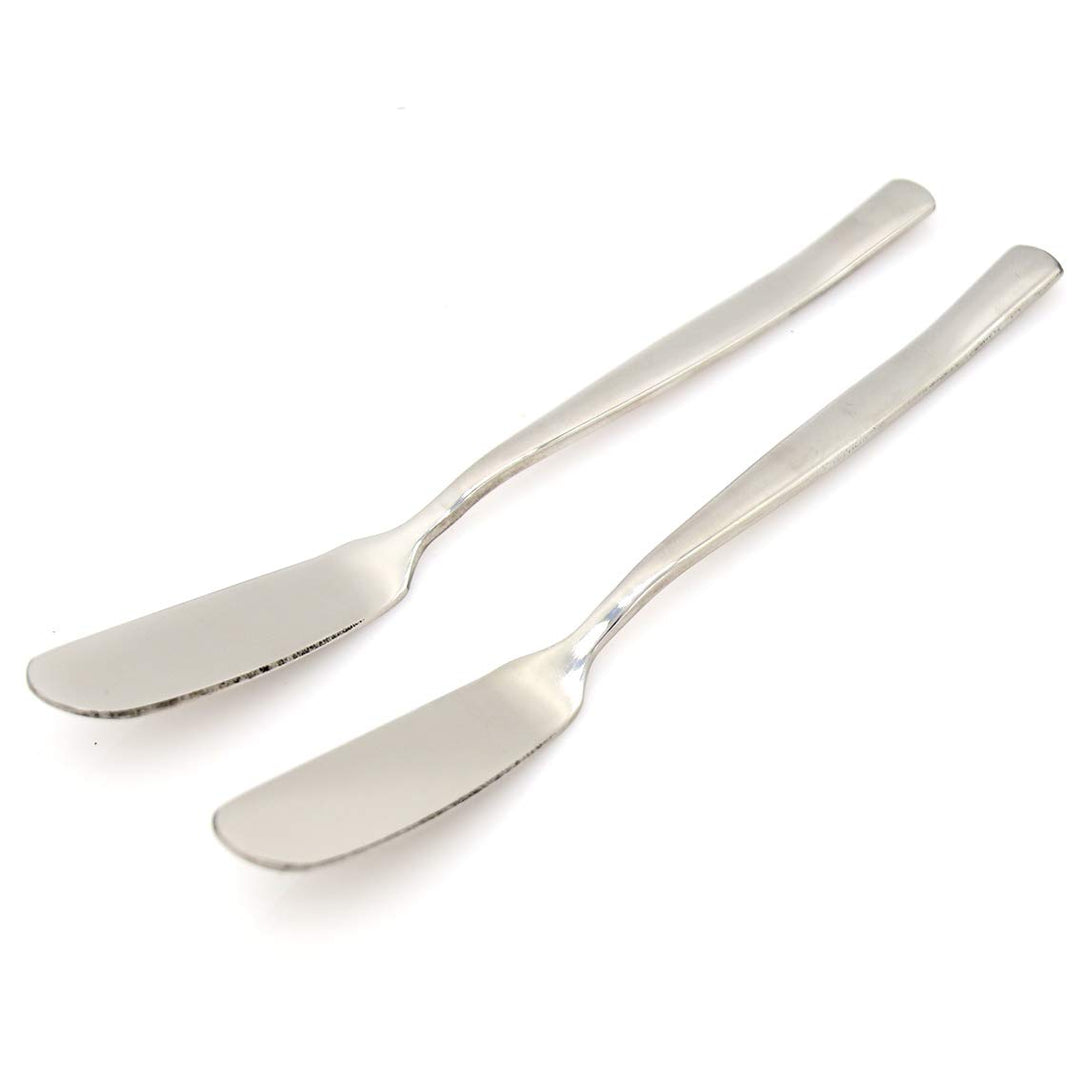 2 PCs Silvery Stainless Steel Spreader Butter Cheese Jam Cream Spreader Knife with Thickened Handle, Length 6.4 (16.3 cm)