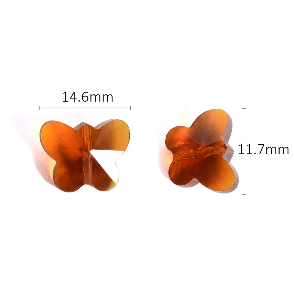 100pcs Crystal Butterfly Beads - 14mm Multicolor Glass Beads for Jewelry Making Chandelier Parts