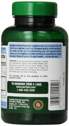 Premium Natural Flax Oil 1000 mg Omega-3, 6 & 9 Cold Pressed, 120 Softgels