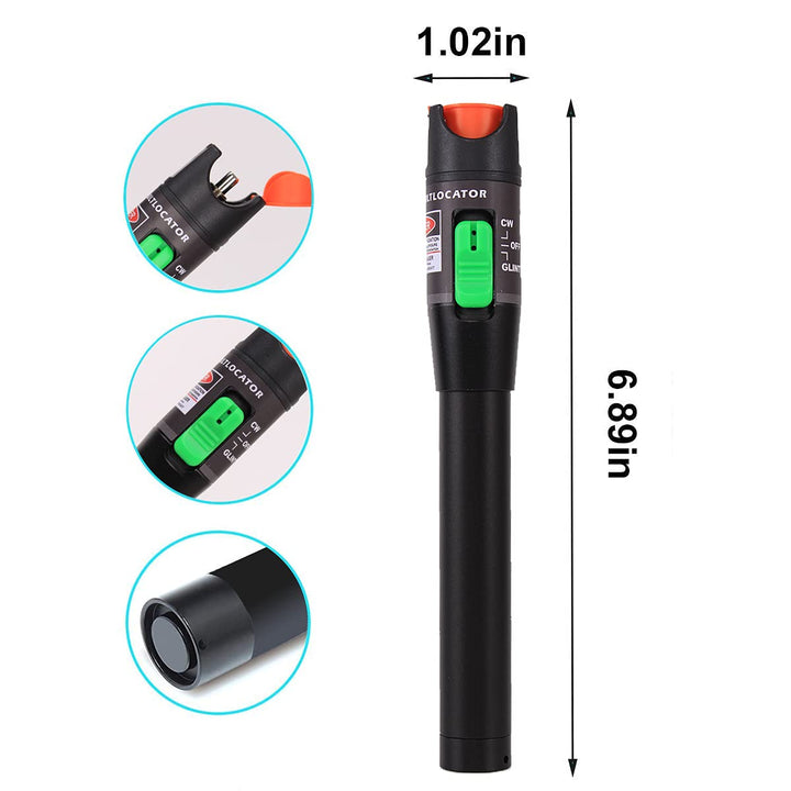 Fiber Visual Fault Locator 30mW 30KM, VFL Fiber Optic Cable Tester Meter, Red Light Pen Tester Adapt LC/FC/SC/ST Interface, Fiber Network Cable Test Kit Fiber Light Source Testers(Aluminum)