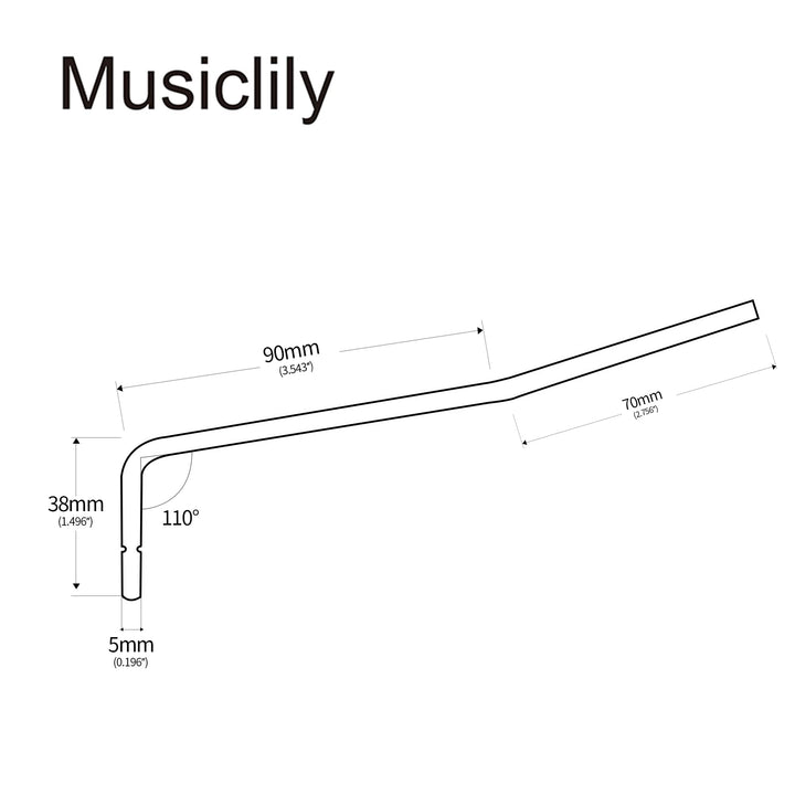 Wilkinson 5mm Push-In Tremolo Arm Bridge Whammy Bar for Wilkinson and Other Imported Strat Electric Guitar, Chrome without Tip