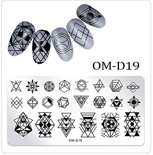 5Pcs Nail Plates Stamping Set With Classic Geometric Stars Nail Image Plate Stamping Nail Art Kit With Stamper And Scraper Kit For Women Girls