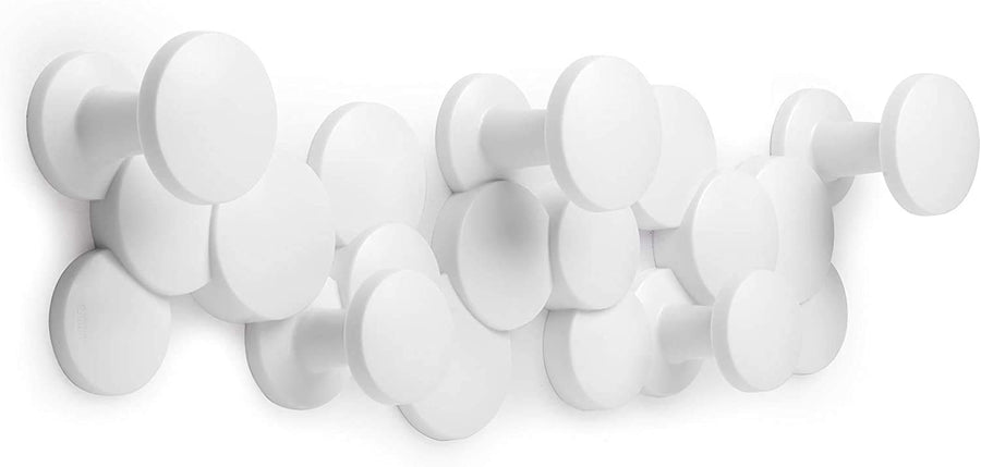Bubble Multi Modern, Decorative, Space-Saving Coat Hanger 5 Hooks for Hanging Accessories, Etc. -Won’t Snag Clothes, White