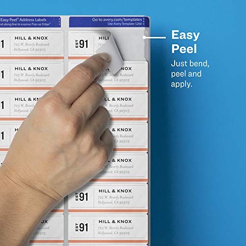 Avery Printable Address Labels with Sure Feed, 1 x 2-5/8, White, 750 per Pack, 2 Packs, 1,500 Blank Mailing Labels (5260)
