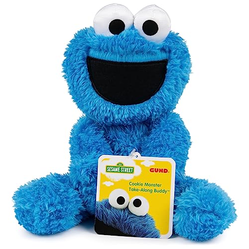 Sesame Street Official Cookie Monster Take Along Buddy 13'' Polyester Plushie Stuffed Kids Toy, For Kids Ages 1 and Up, Blue