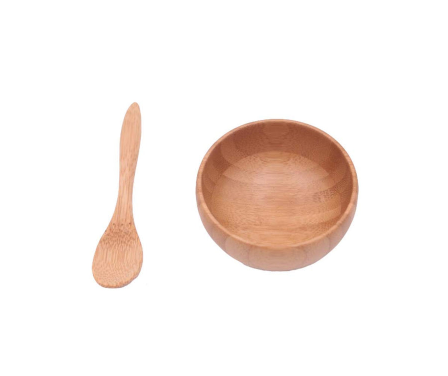 Eco Bamboo Facial Skin Care Mask Bowl Stick Mixing Bowl Spoon Suit Children Bamboo Bowl