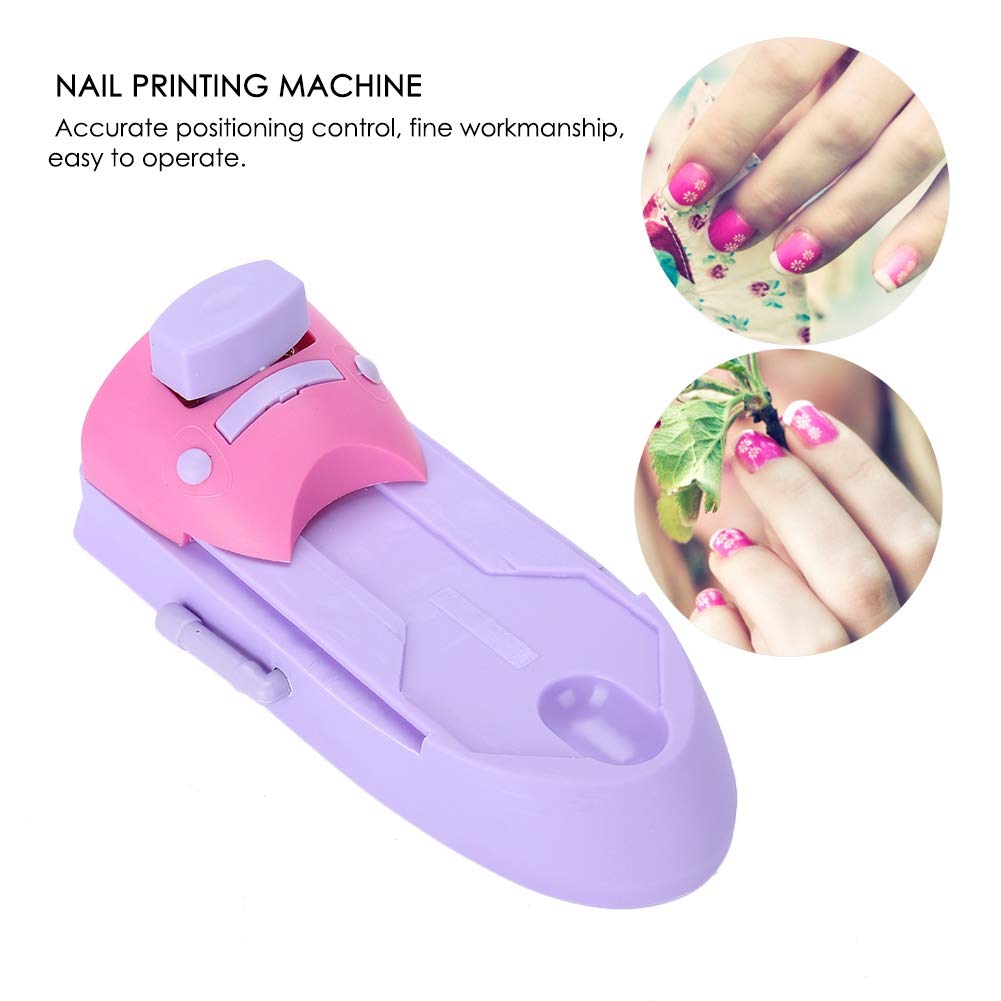 Nail Art Pattern Printer, DIY Stamper Manicure Printing Machine Printers Tool Set (1*Main Machine + 6*Pcs of Stainless Steel printed Templates + 1*User Manual)