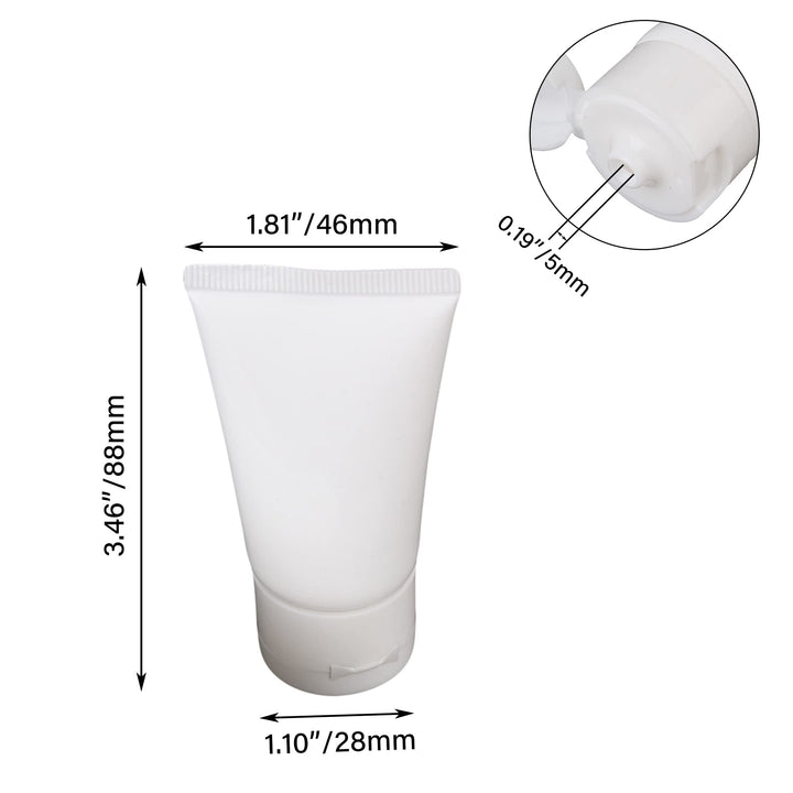30ml White Soft Flip Plastic Empty Tube Cosmetic Cream Lotion Shampoo Travel Containers Pack of 10