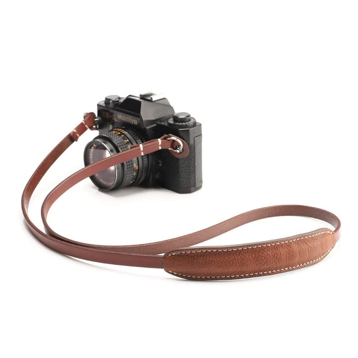 CP005 Leather Camera Neck Shoulder Strap with Pad, Mirrorless Camera Strap Compatible with Sony Leica Nikon Fujifilm Olympus Panasonic (Color: Brown, Length 108cm)