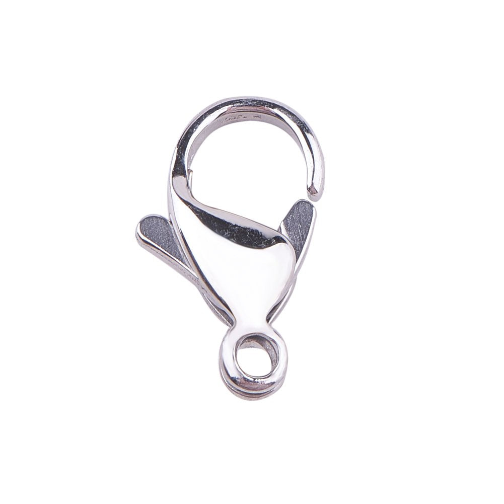 100pcs Lobster Claw Clasps Grade A 304 Stainless Steel Jewelry Lobster Clasp Fastener Hook Clasps for Necklaces Bracelet Jewelry Making 12x7mm