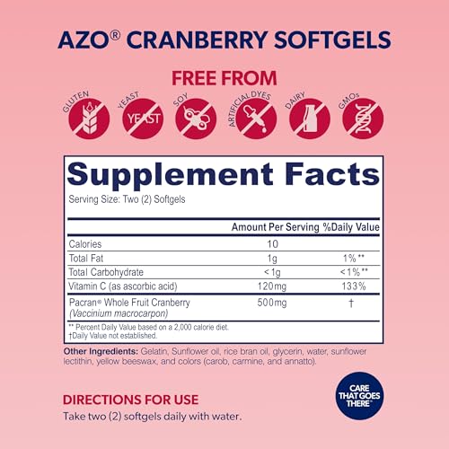 Cranberry Supplement, Made with Concentrated Whole Fruit Cranberry Powder to Help Cleanse and Protect the Urinary Tract*, Sugar Free Cranberry Pills, Non-GMO, 100 Softgels