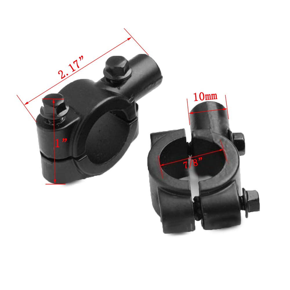 2pcs Motorcycle Handlebar Mirror Mount Mirrors Holder Clamp for 7/8 inch Handle Bar Sports Bike Kawasaki Honda Yamaha (10mm)