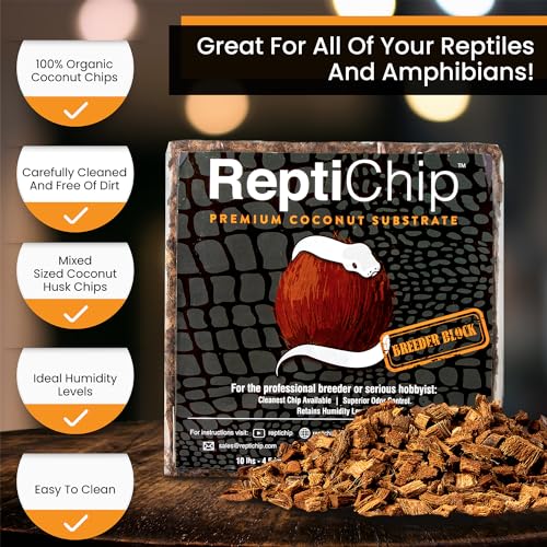 ReptiChip Reptile Substrate Coconut Chip Bedding 72 Quart Compressed Organic Coco Husk Block for Snake Habitat, Ball Python Terrarium, Turtle Tanks, Tortoise Enclosure