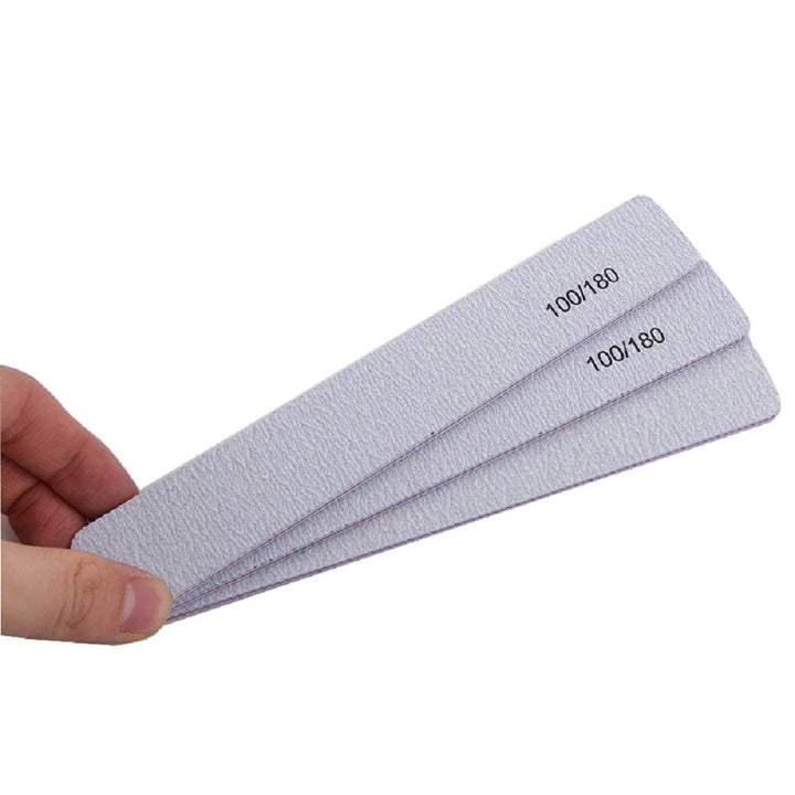 YIMART Professional Nail Files 100 180 Grit Double Sided Gray Washable 10pcs Nail File Sanding Set Nail Buffer File Polisher (E)