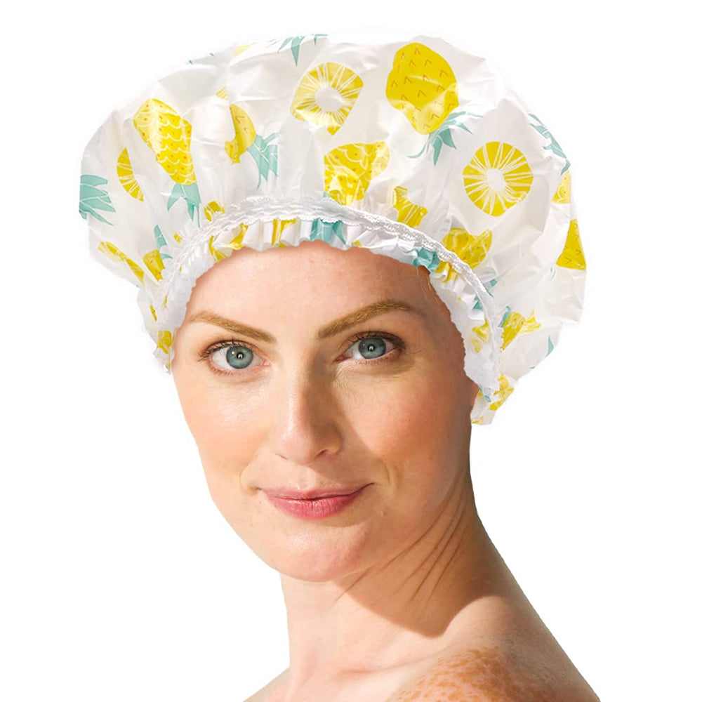 Reusable Vinyl Shower Cap & Bath Cap, Frosted PEVA Elastic Stretch Hem, Multi-Use Waterproof Stretchy Hair Cap for all Hair Lengths - Hipster Cielo For Women