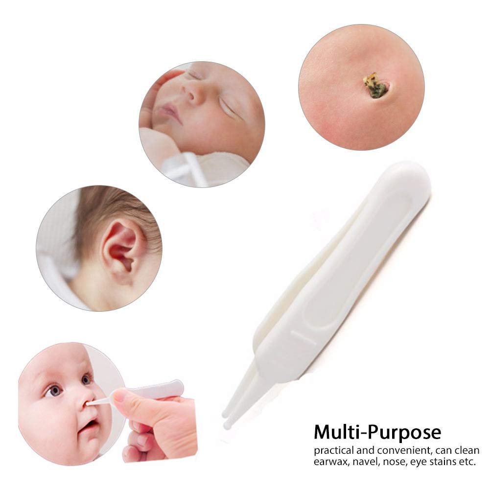 Baby Nasal Tweezers Pack of 2, Baby Nose Cleaning Tweezers, Round-Head Baby Nose booger Picker Ear Cleaner Clip Tool, Q-Grips Ear Wax Remover for Baby Care