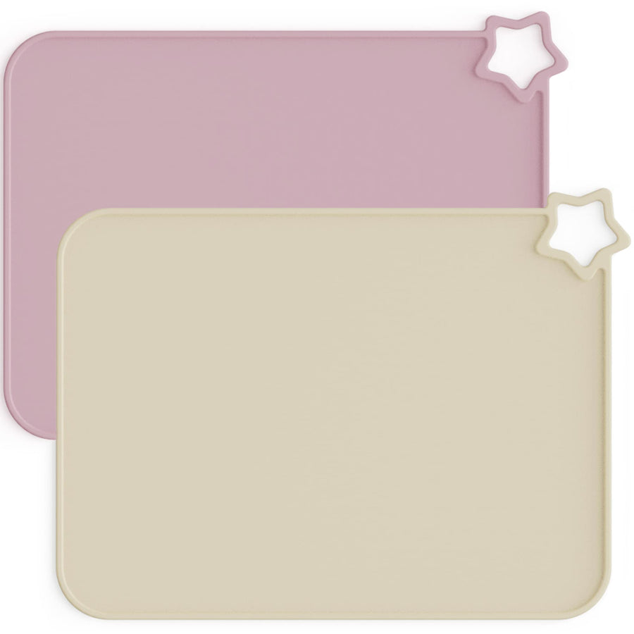 Silicone Placemats for Baby & Kid, Stain-Proof Non-Slip Toddler Food Mats Eating Table Mat with 2 Packs(Ether/Sage