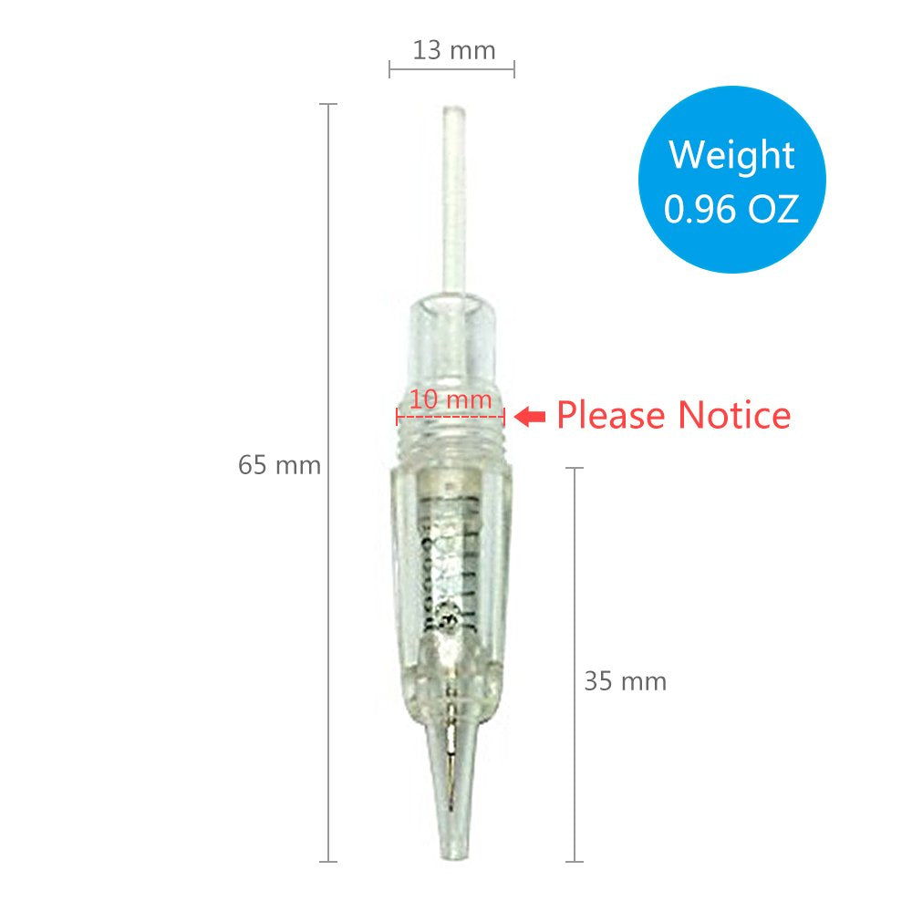 Permanent Makeup Cartridges Round 1RL Tattoo Needles and Caps for Eyebrow Tattoo Machine Microblading Pen Pigment Tips (Pack of 10)
