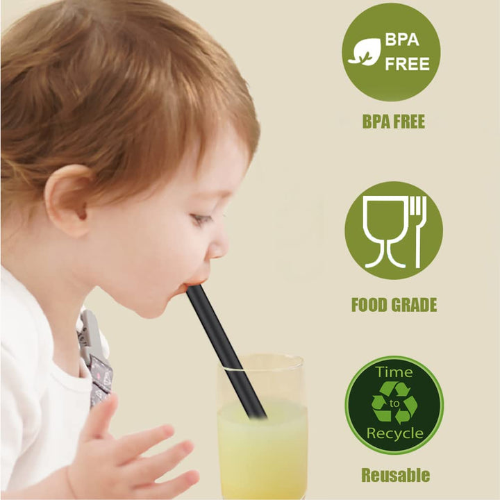 10-Pack Reusable Silicone Straws, 2 Large Silicone Boba Straws, 8 Long Smoothie Straws for 30 oz 20 oz Tumblers, Milkshakes, Bubble Tea, Tapioca Pearl With 2 Brush and Case, 10 Inch