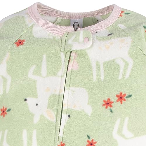 Baby Girls Flame Resistant Fleece Footed Pajamas 2-Pack, Pink Fox, 3-6 Months
