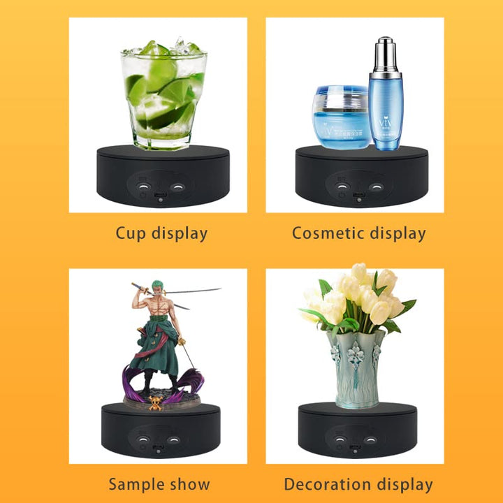 Rotating Display Stand ,5.2 4.4lb Load Cup Display Stand Turner For Tumblers, Spinning Display Stand,Motorized Tumbler Display Turner For Glitter Cups Photography Small Arts Pruducts (Black)