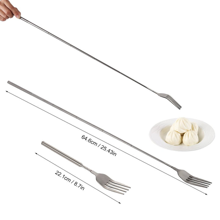 Extendable Fork Telescopic Fork Extendable Long Handle Fork Barbecue Toasting Dinner Fruit Dessert Long Fork Cutlery (1 pc)