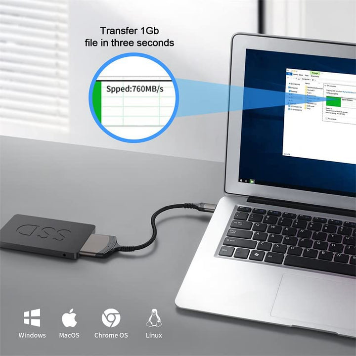 5Gbps USB-C Type-C to SATA 22 Pin Adapter Cable for 2.5 Hard Disk Driver SSD Laptop
