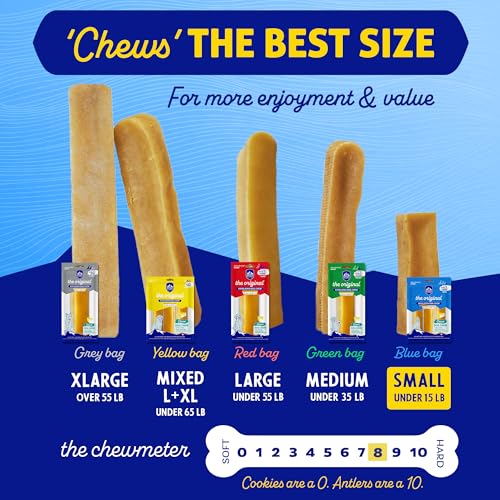 Original Yak Cheese Dog Chew, 3 Small Sticks, 1.1 oz, Gluten Free, Healthy Dog Treats, Grain & Lactose Free 100% Natural, Long Lasting Dog Chews for Dogs Under 15 lbs