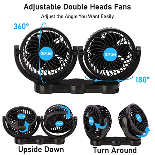 Car Fan, Cool Gadgets 12v Fan for Rear Seat Passenger Portable 4'' Headrest 360° Rotatable Backseat Cooling Air with Stepless Speed Regulation Vehicles, SUV, RV, Boat