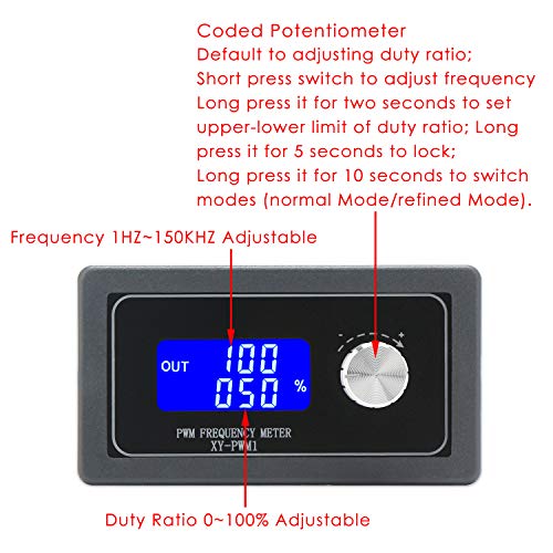 Frequency Generator, DC 3.3V-30V 5-30mA 1Hz-150kHz Adjustable Output PWM Pulse Duty Cycle Square Wave Function Signal Generator Module