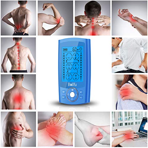 Dual Channel TENS EMS Unit 24 Modes Muscle Stimulator for Pain Relief Therapy, Electronic Pulse Massager Muscle Massager with 10 Pads, Dust-Proof Drawstring Storage Bag, Fastening Cable Ties